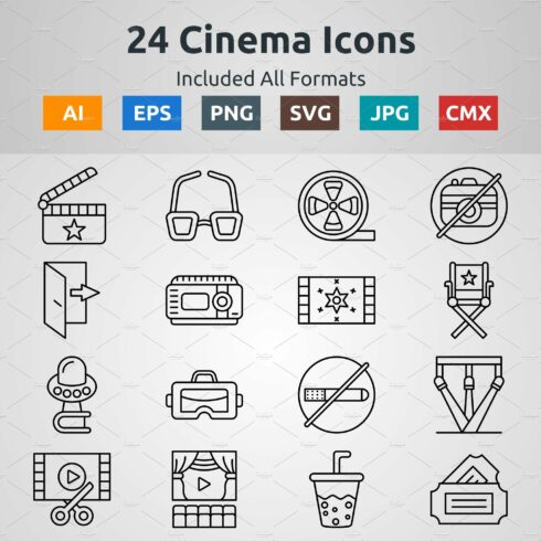 Outline Icons of Cinema cover image.