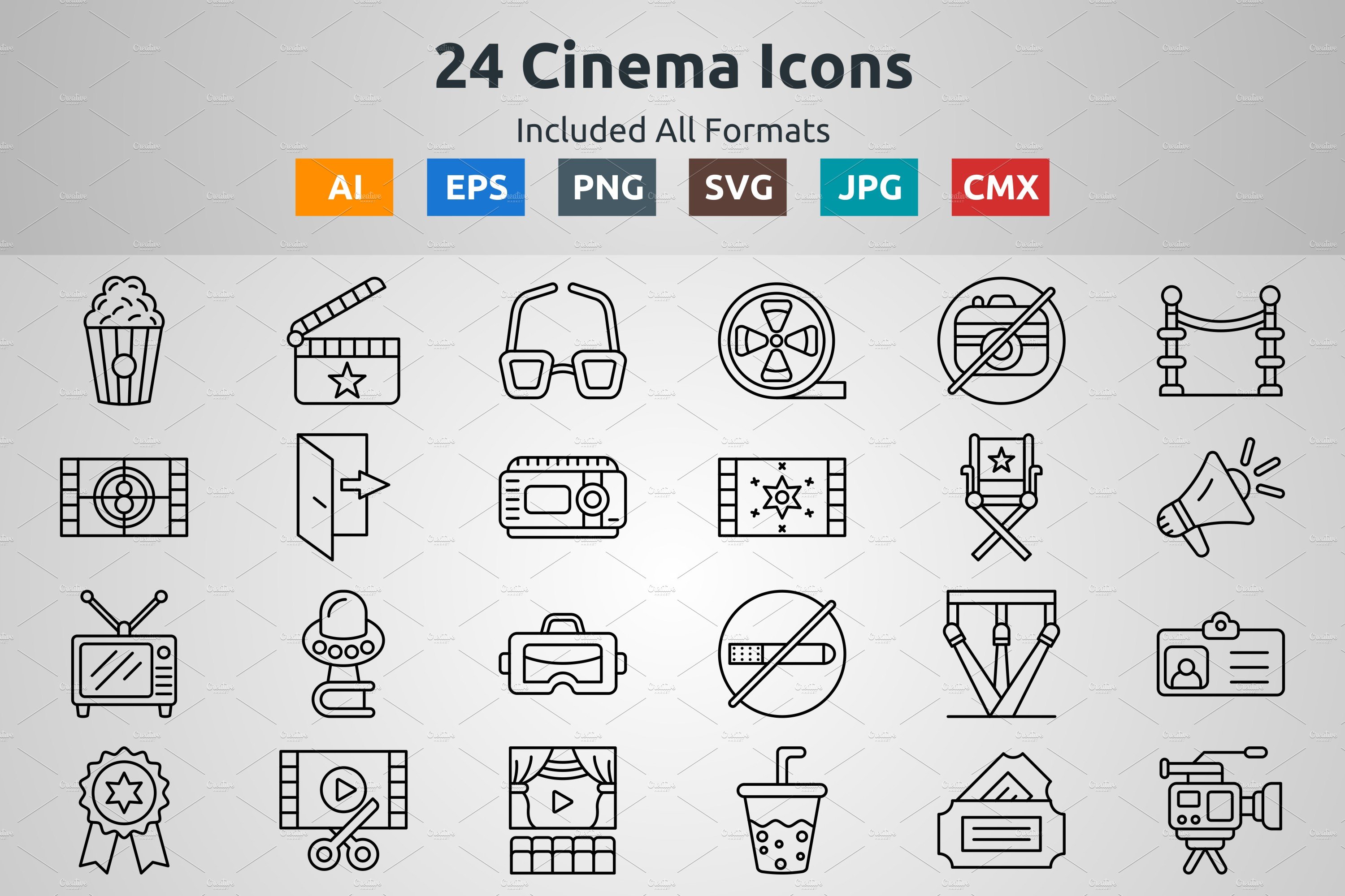 Outline Icons of Cinema cover image.