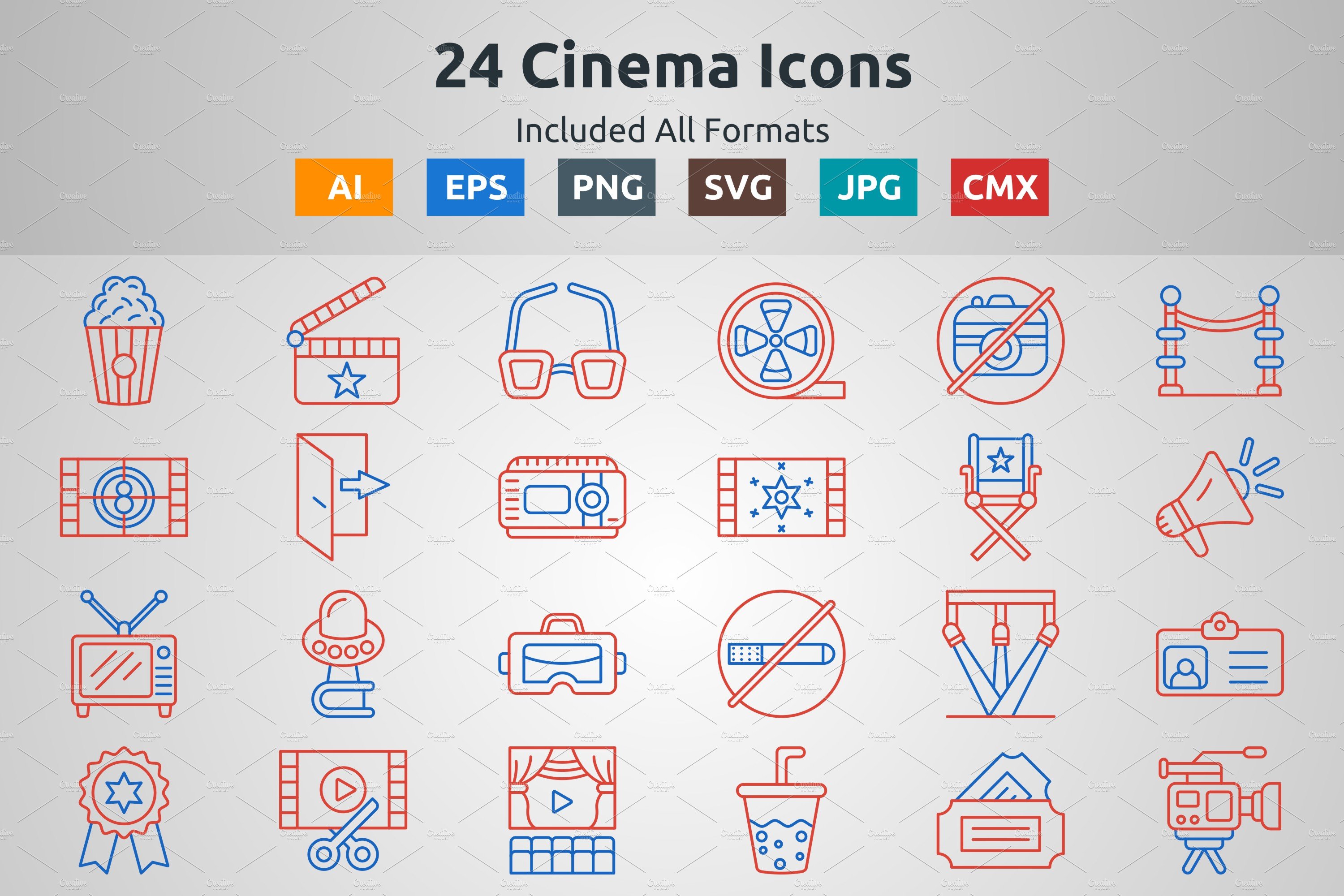 Line Two Color Cinema Icons cover image.