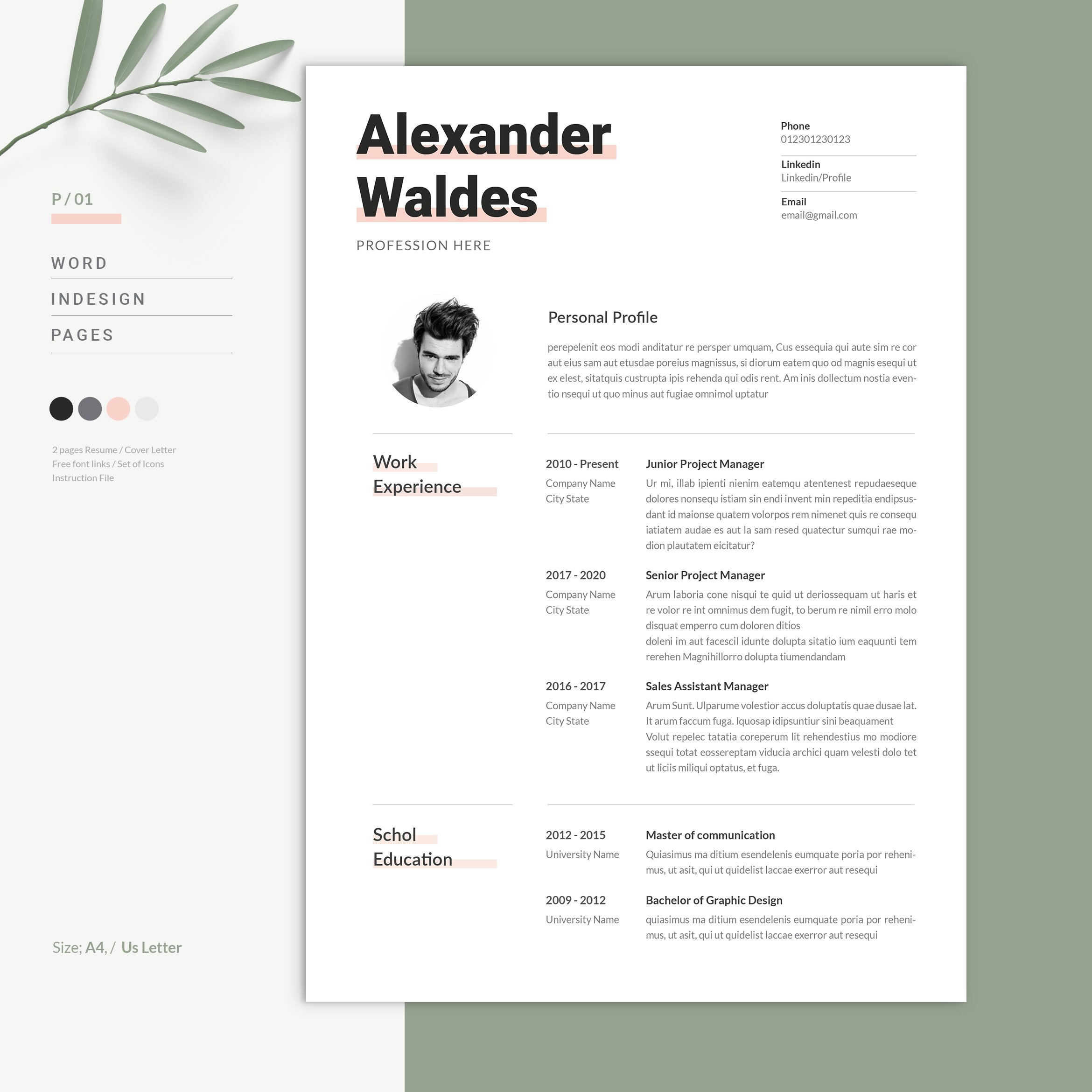 Creative Resume Template cover image.