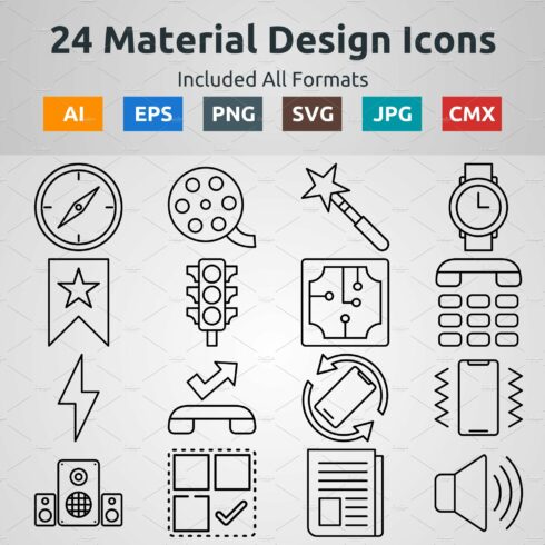 Vector line Icons of Material Design cover image.