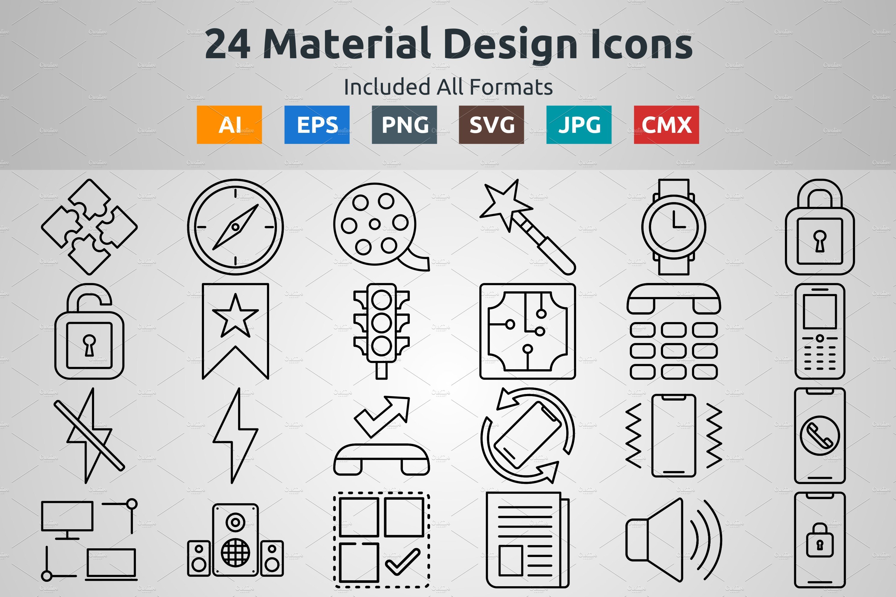 Vector line Icons of Material Design cover image.