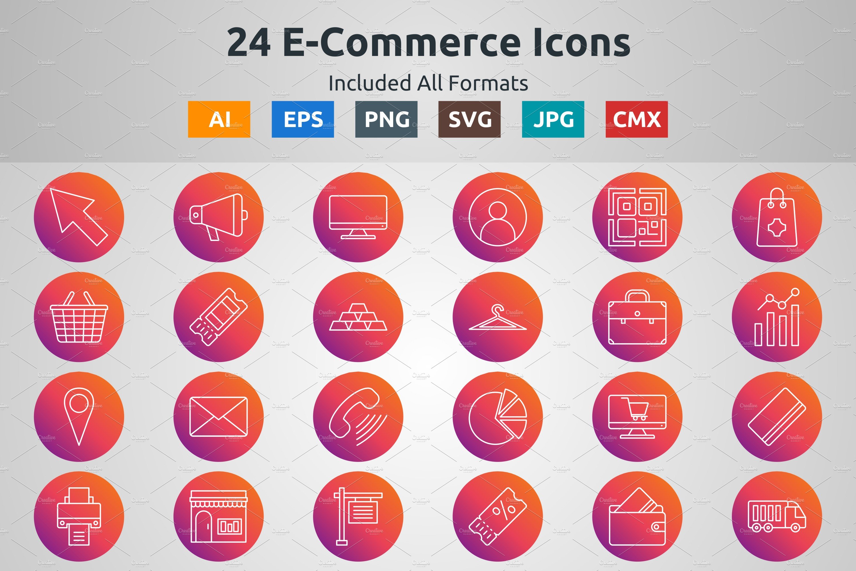 Line Circle Gradient E-Commerce Icon cover image.