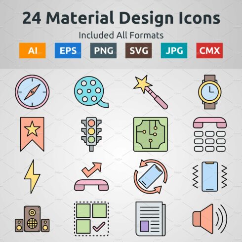 Line Filled Icons of Material Design cover image.