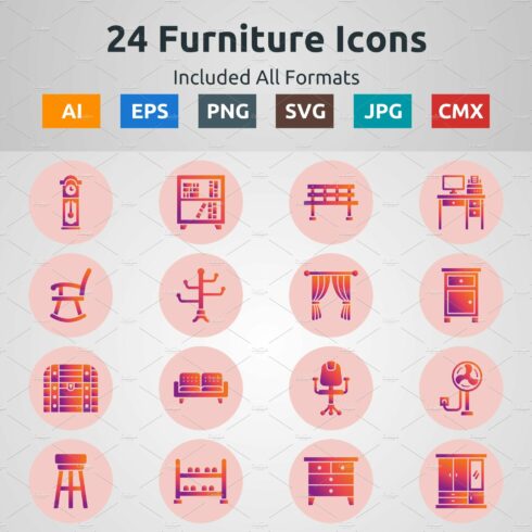 Glyph Gradient Circle Furniture Icon cover image.