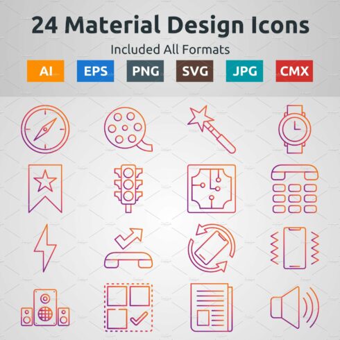 Line Gradient Material Design Icons cover image.
