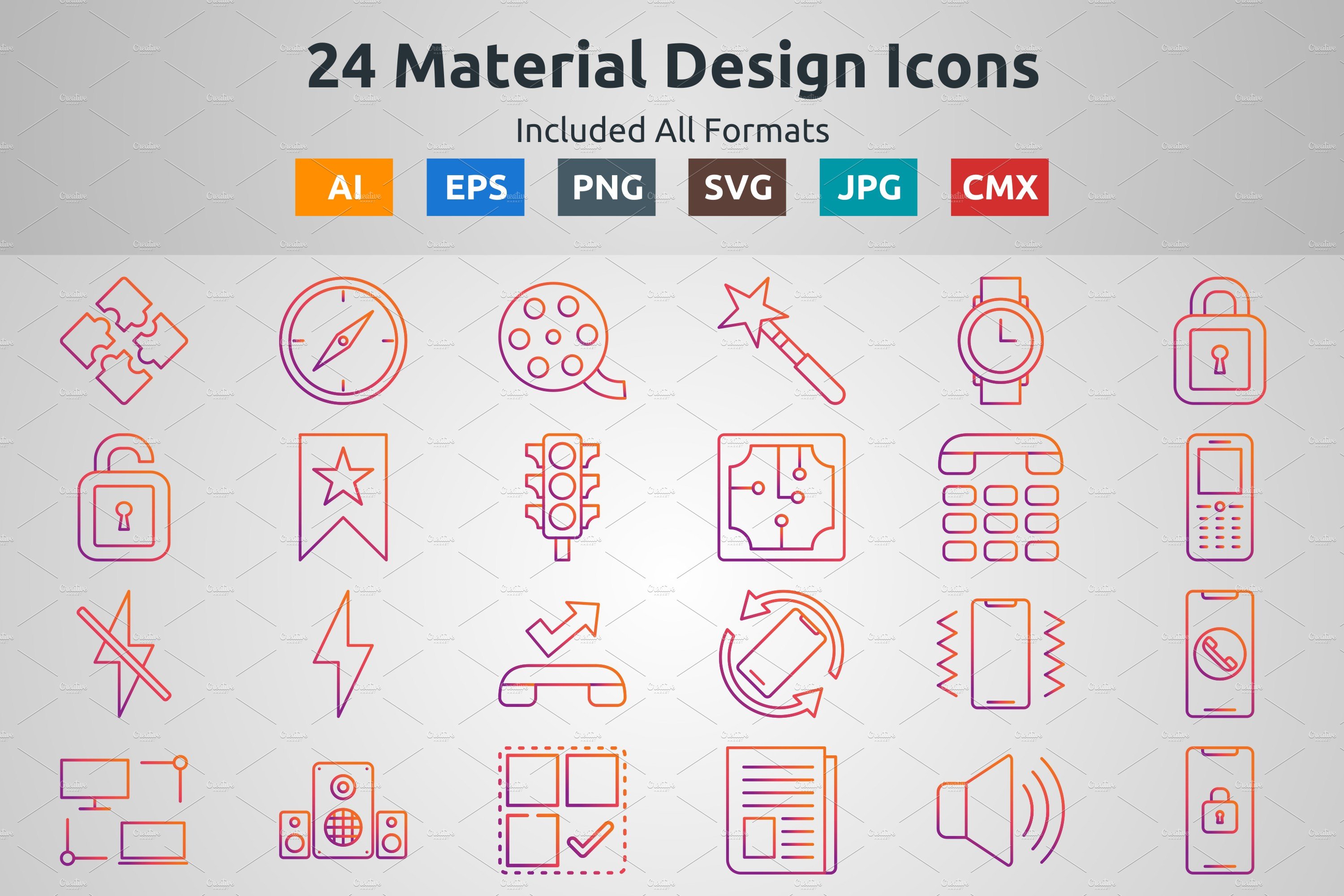 Line Gradient Material Design Icons cover image.