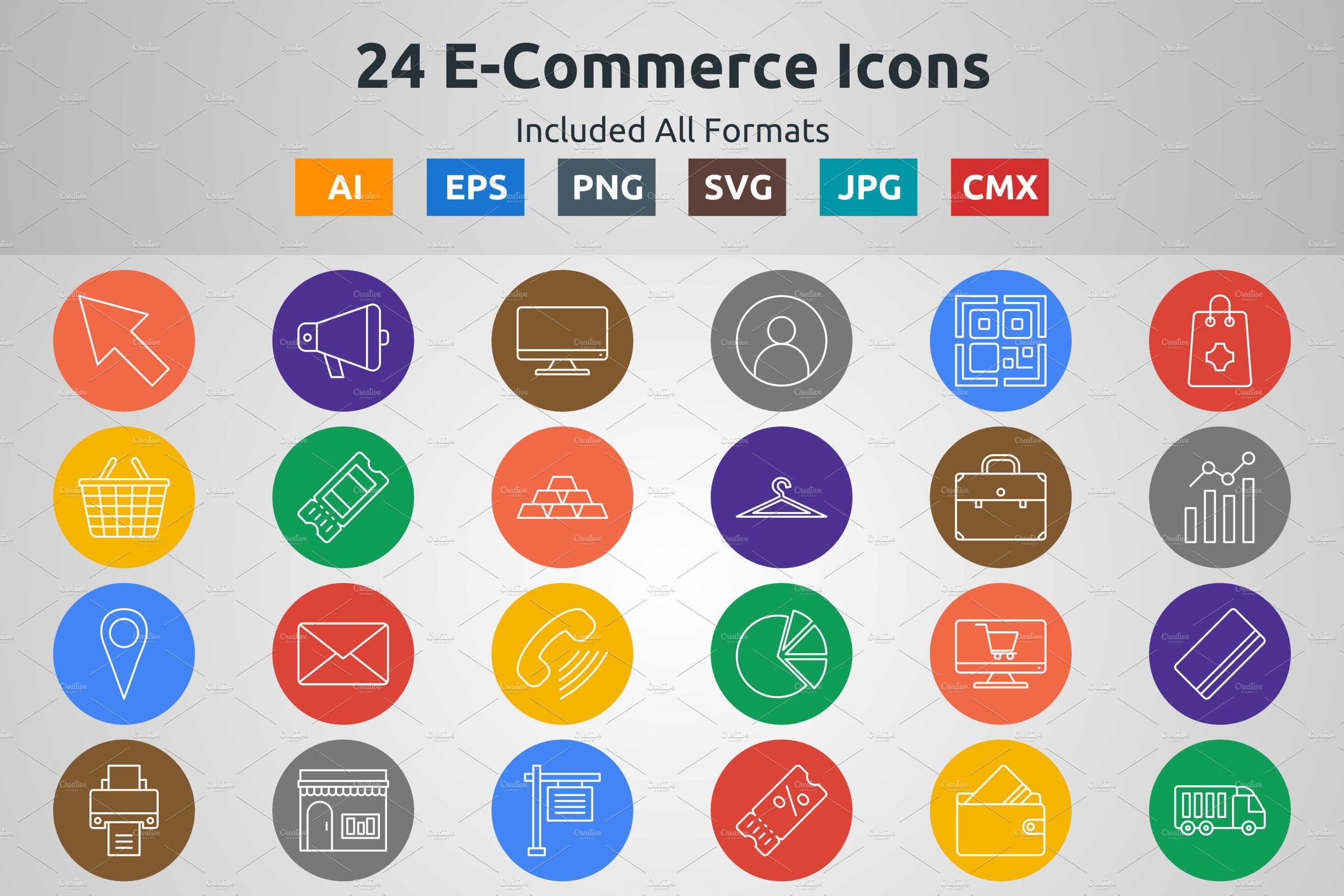 Line Circle Icons of Ecommerce cover image.