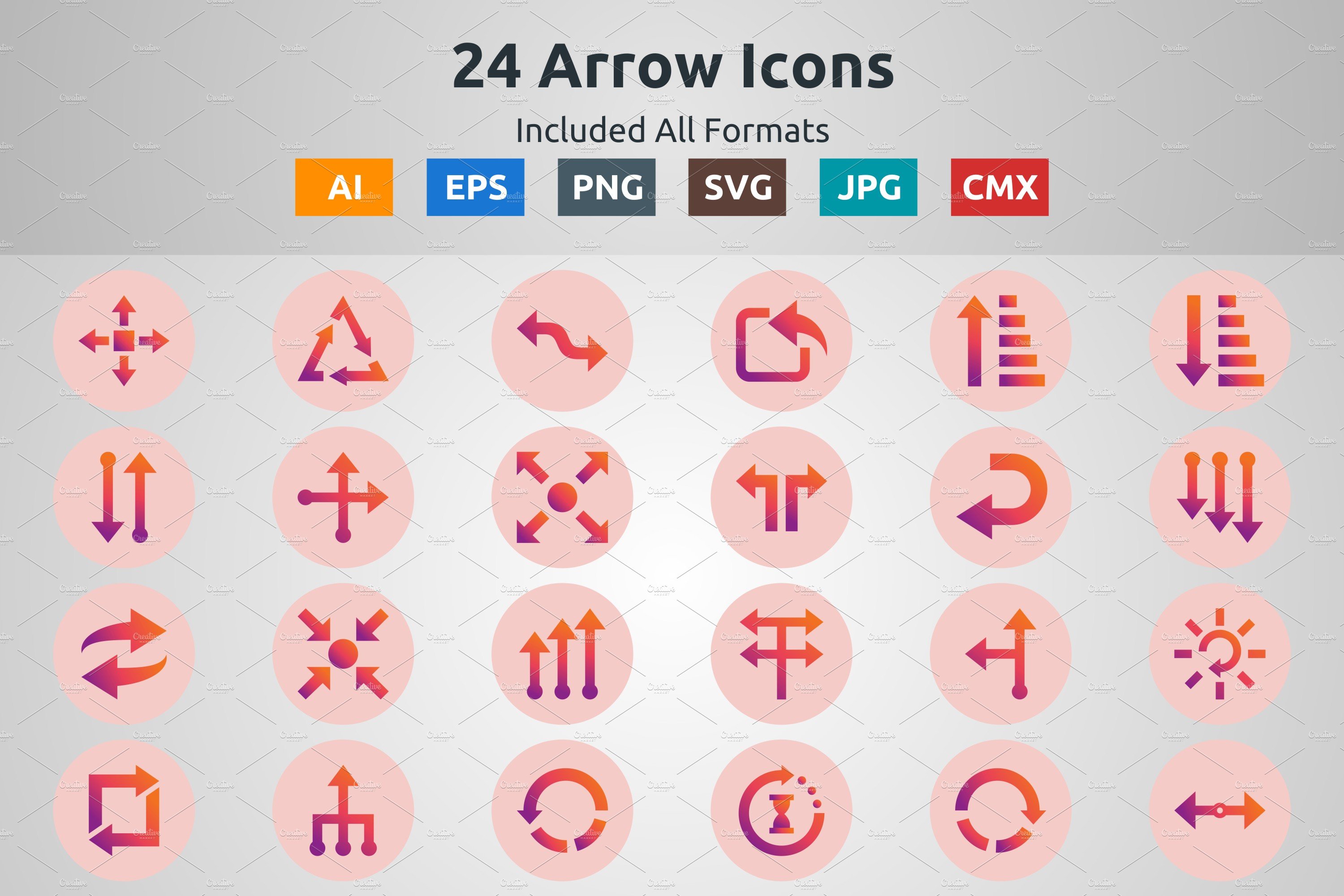 Glyph Gradient Circle Arrow Icons cover image.