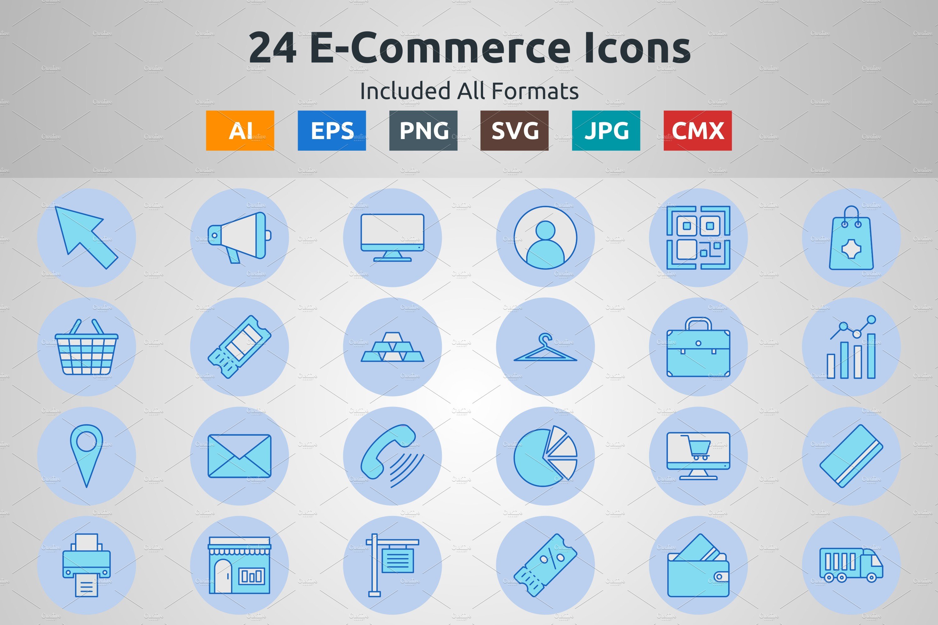 Blue Filled Circle E-Commerce Icon cover image.