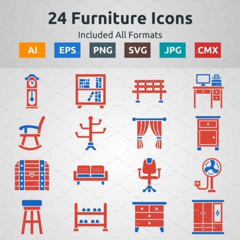Glyph Two Color Furniture Icons cover image.
