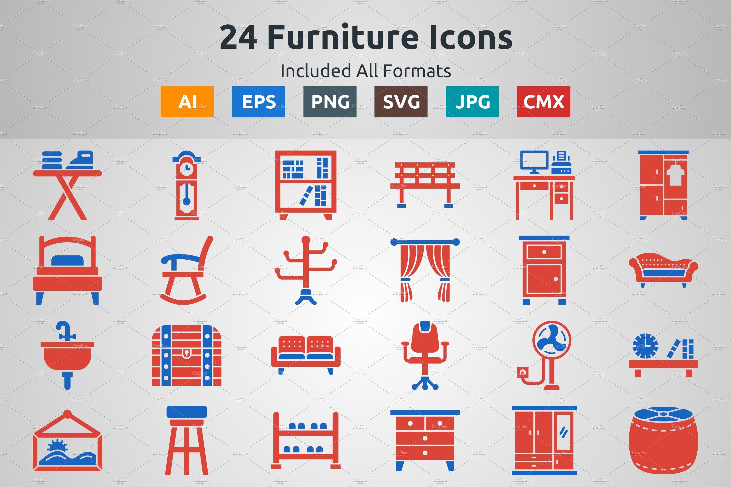 Glyph Two Color Furniture Icons cover image.