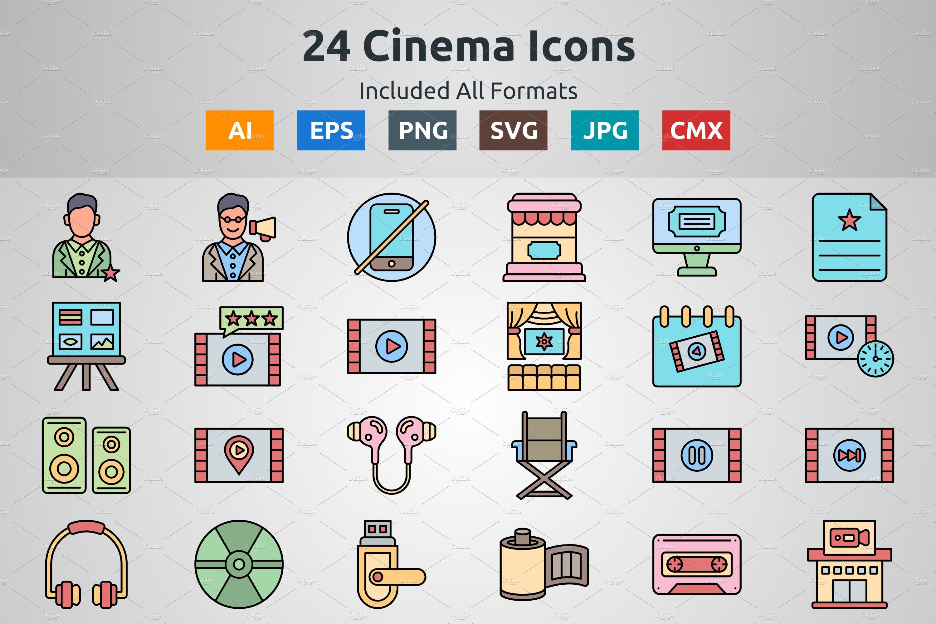 Line Filled Icon of Cinema cover image.