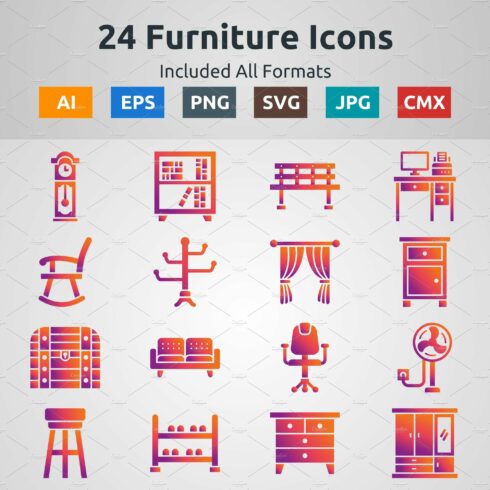 Glyph Gradient Icon of Furniture cover image.