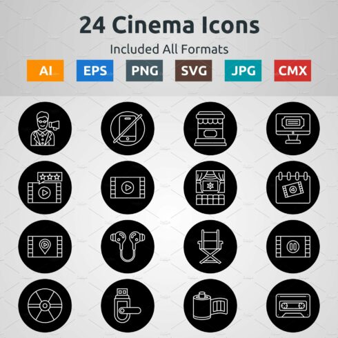 Line Circle Inverted Cinema Icons cover image.
