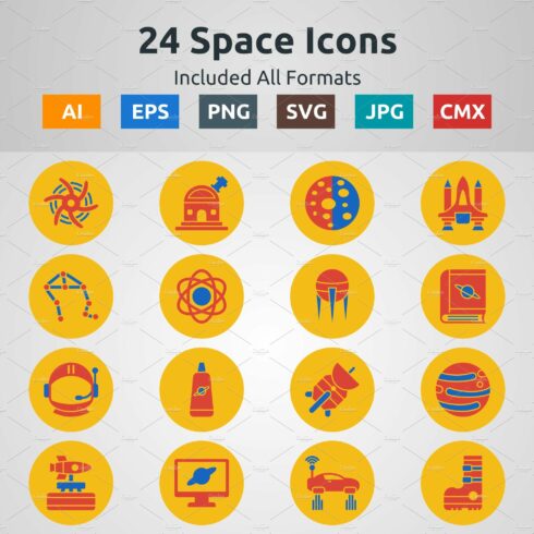 Glyph Two Color Circle Space Icons cover image.