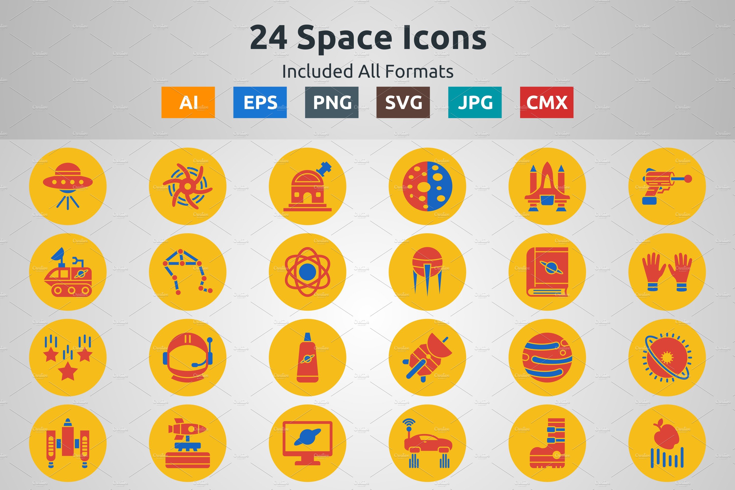 Glyph Two Color Circle Space Icons cover image.