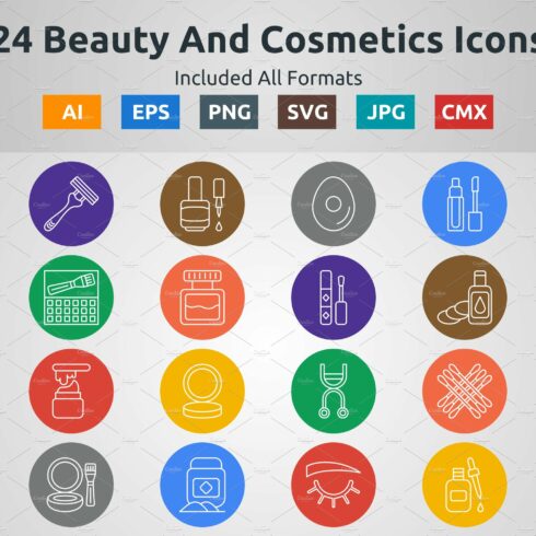 Line Circle Beauty & Cosmetics Icons cover image.