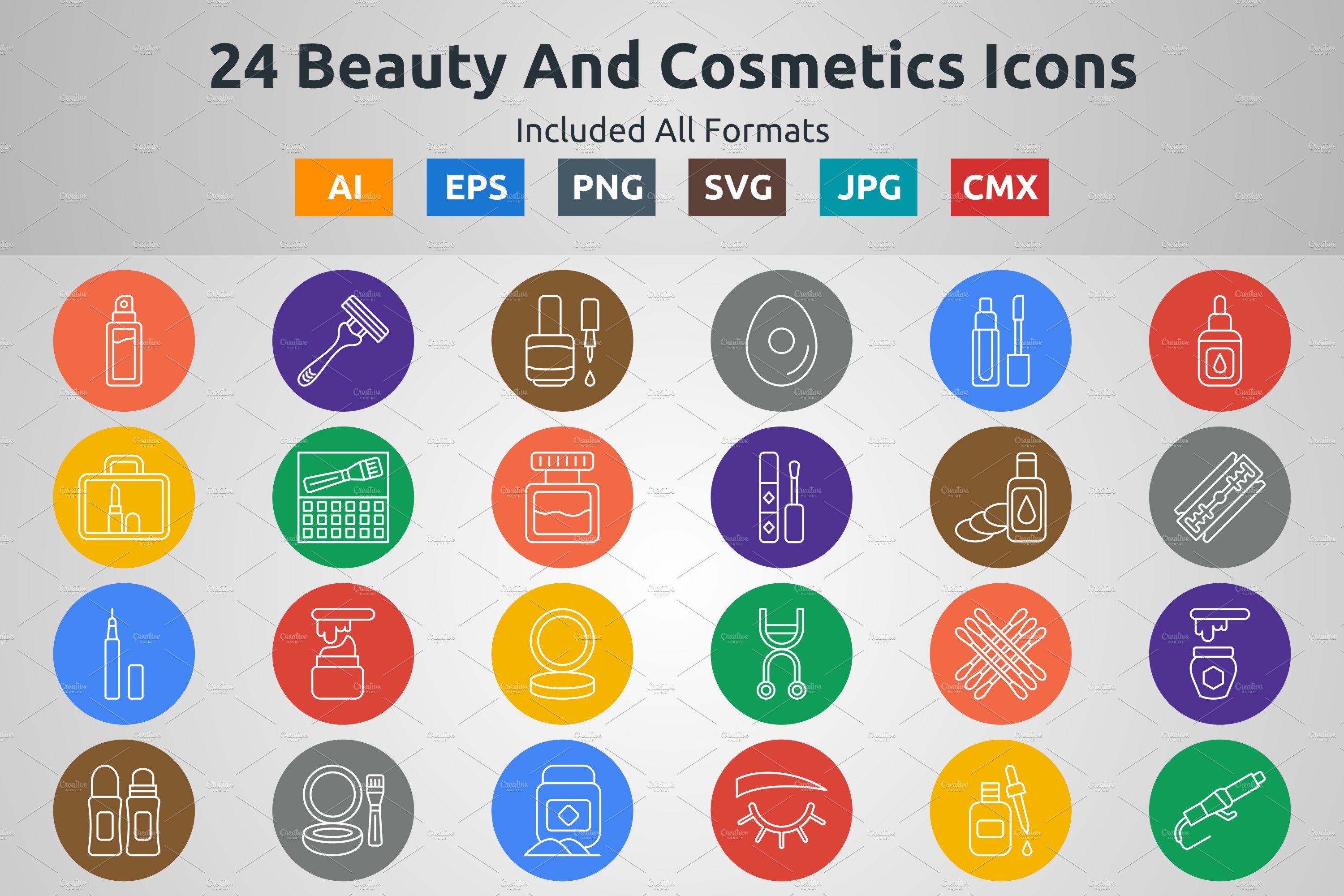 Line Circle Beauty & Cosmetics Icons cover image.