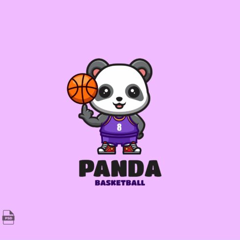 Basketball Panda Cute Mascot Logo cover image.