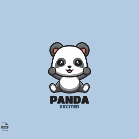 Excited Panda Cute Mascot Logo cover image.
