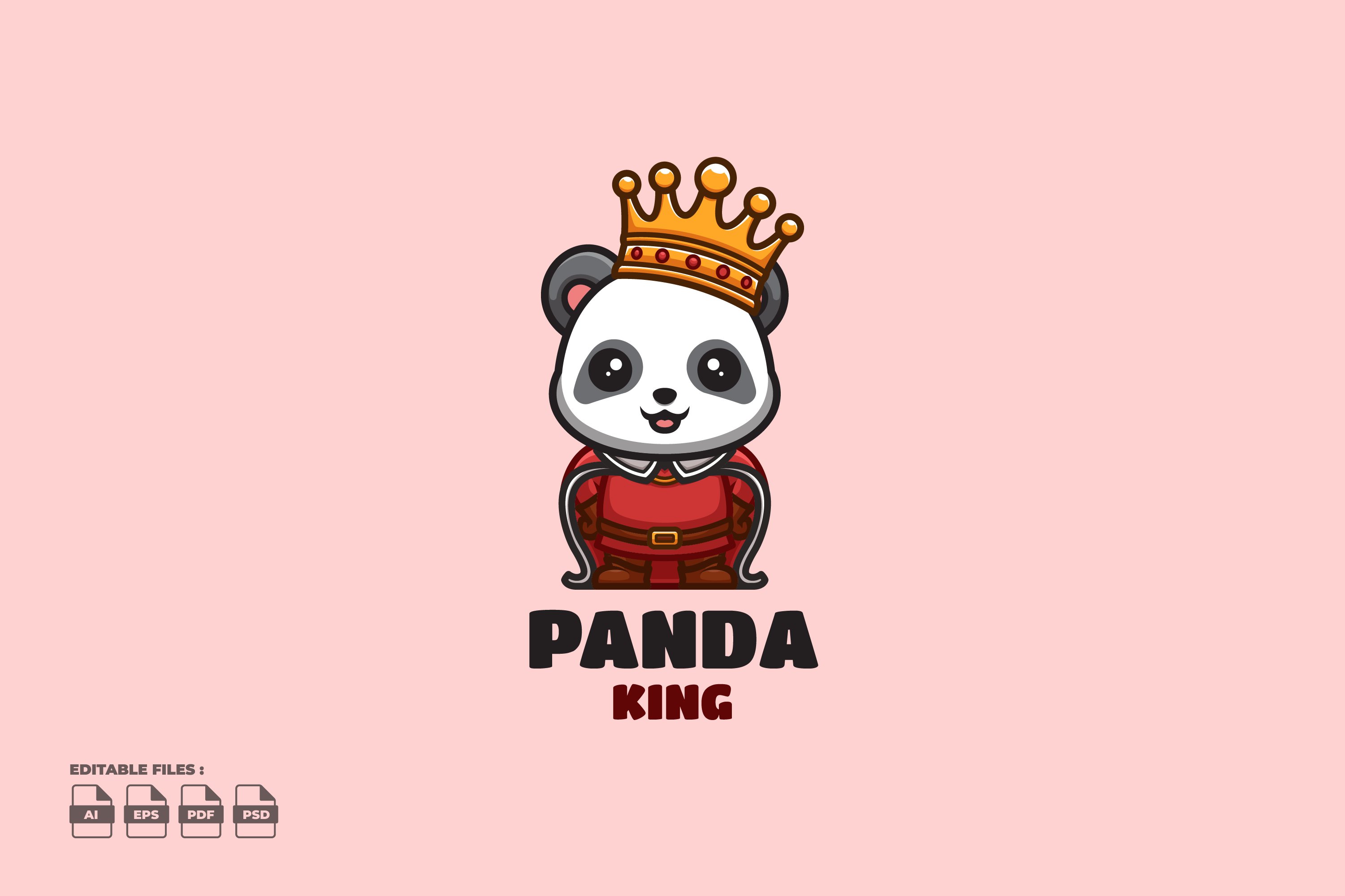 King Panda Cute Mascot Logo cover image.