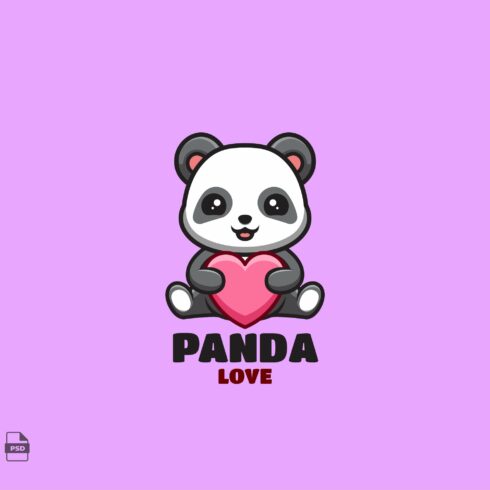 Love Panda Cute Mascot Logo cover image.