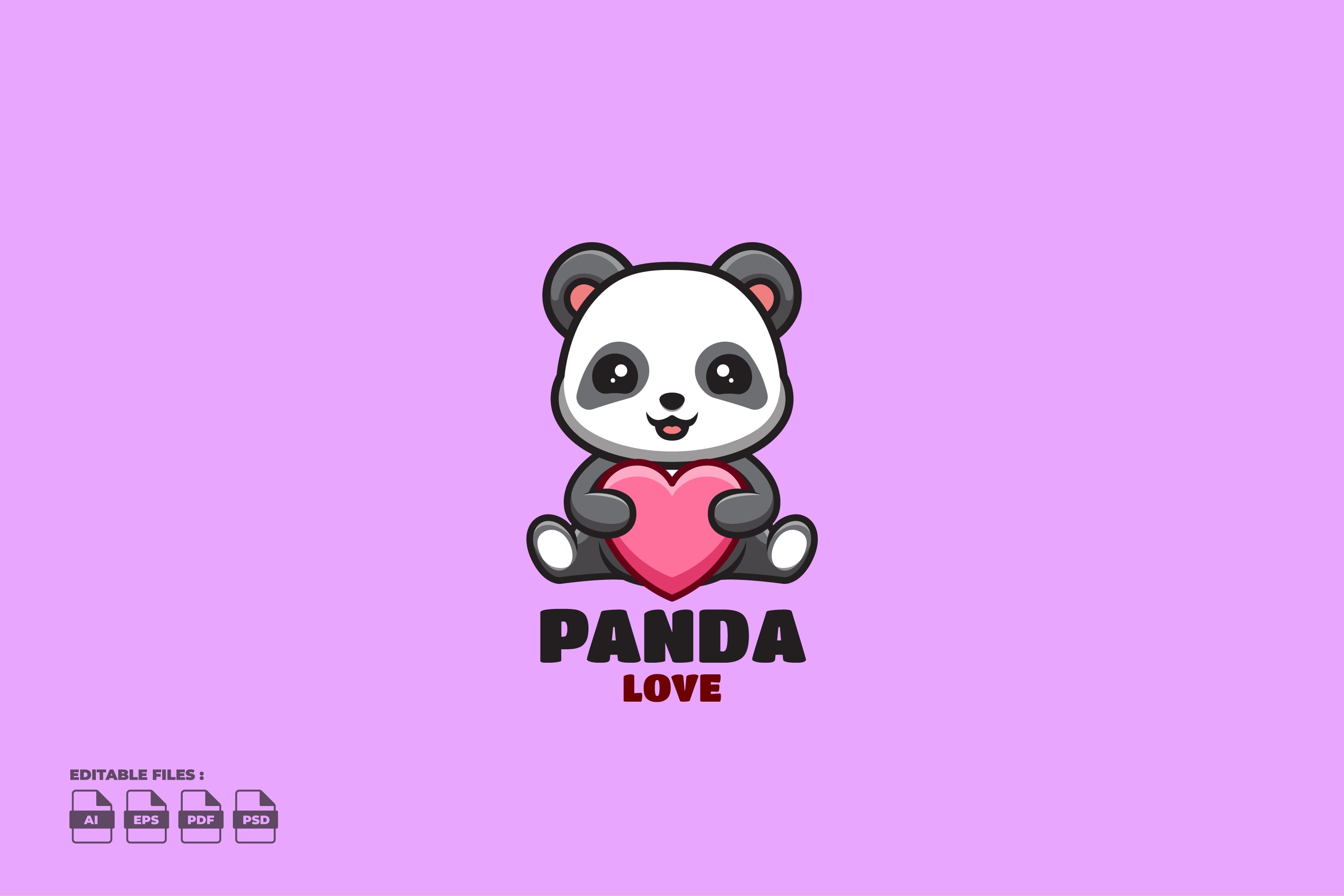 Love Panda Cute Mascot Logo cover image.