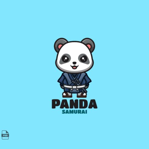 Samurai Panda Cute Mascot Logo cover image.