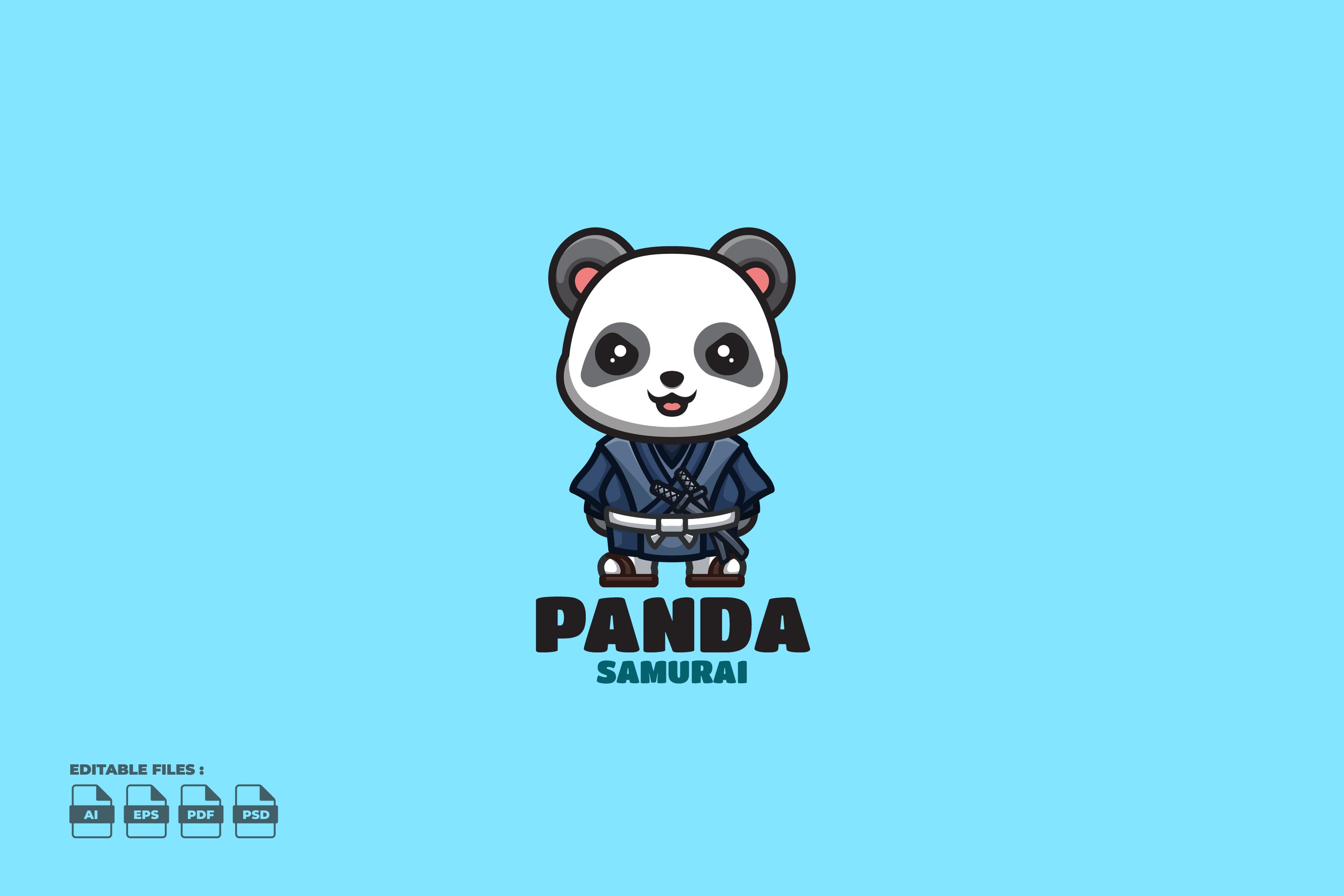 Samurai Panda Cute Mascot Logo cover image.