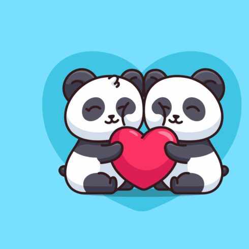 Cute panda huge love heart cover image.