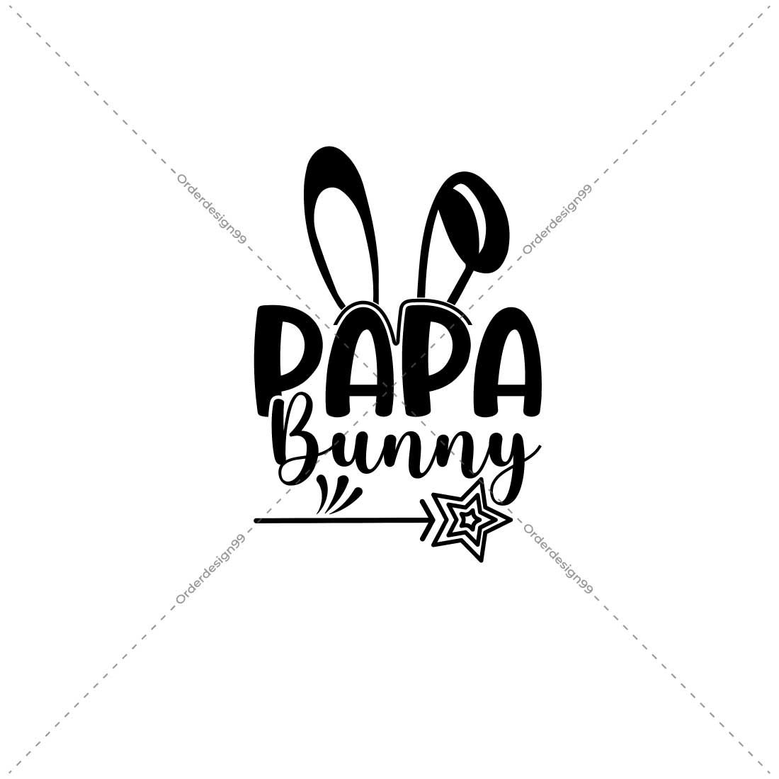 Black and white logo with the words papa bunny.