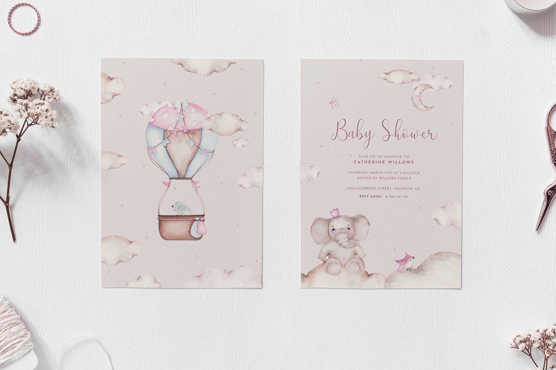 Air Balloon | Baby Shower Invitation cover image.