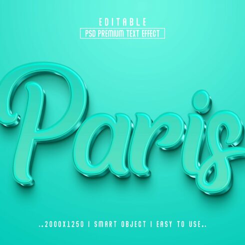 The word paris in 3d type on a green background.