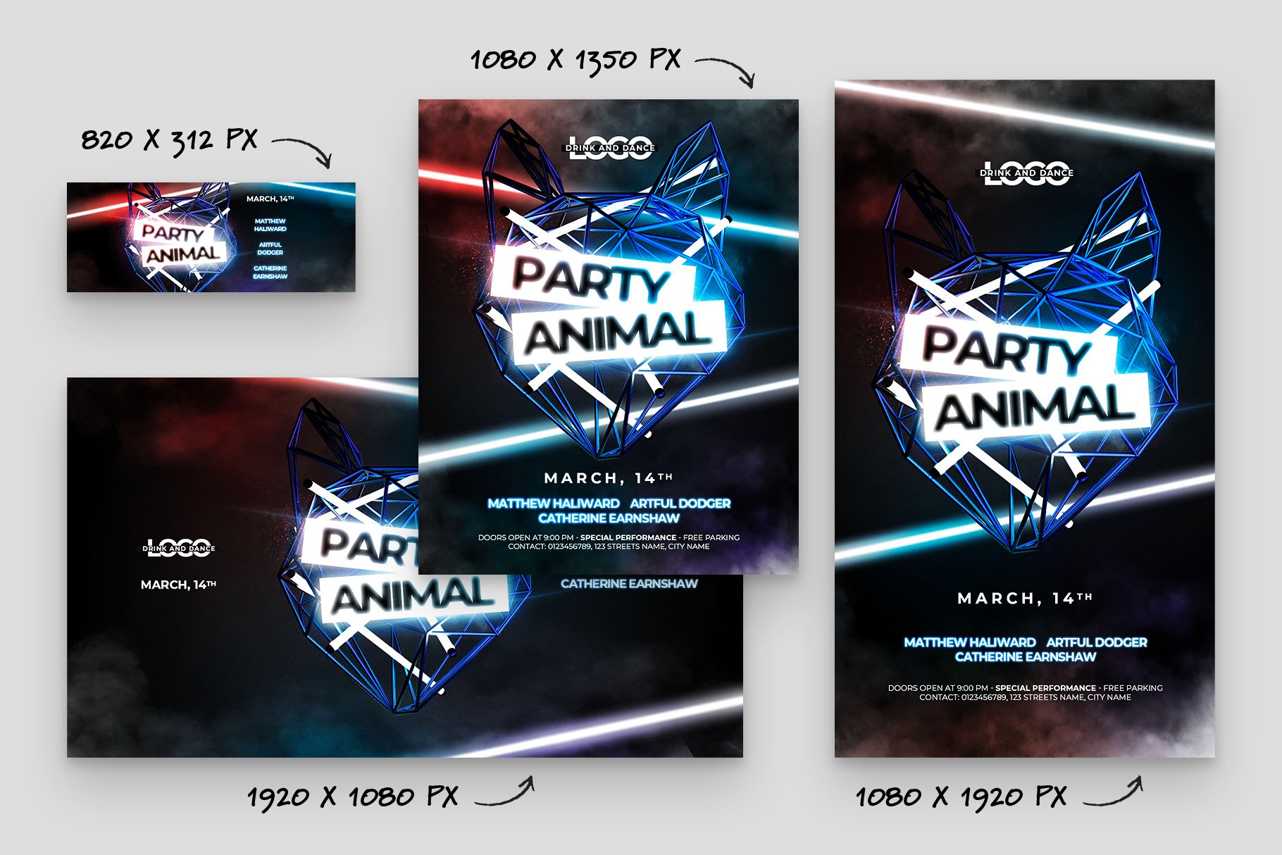 party animal flyer template 02 855