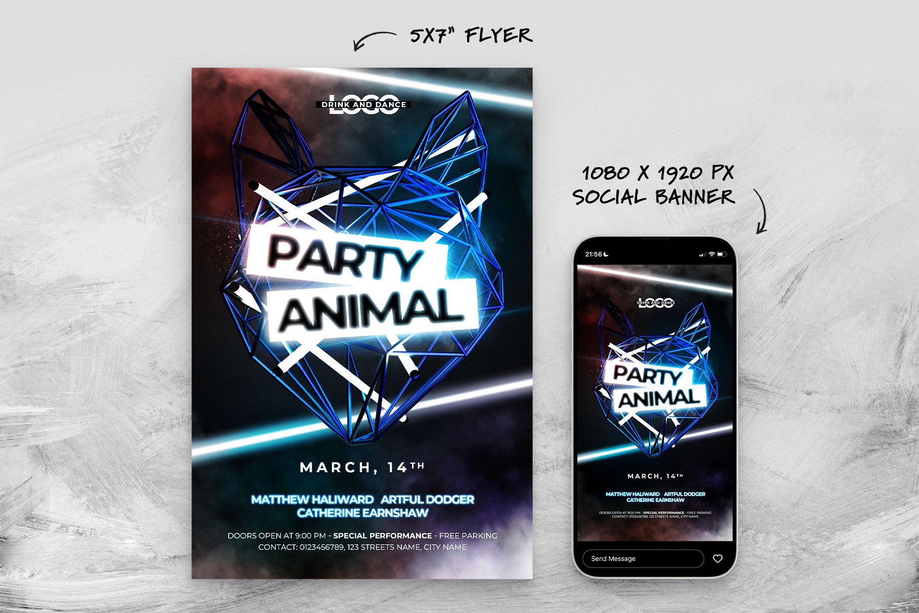 party animal flyer template 03 251