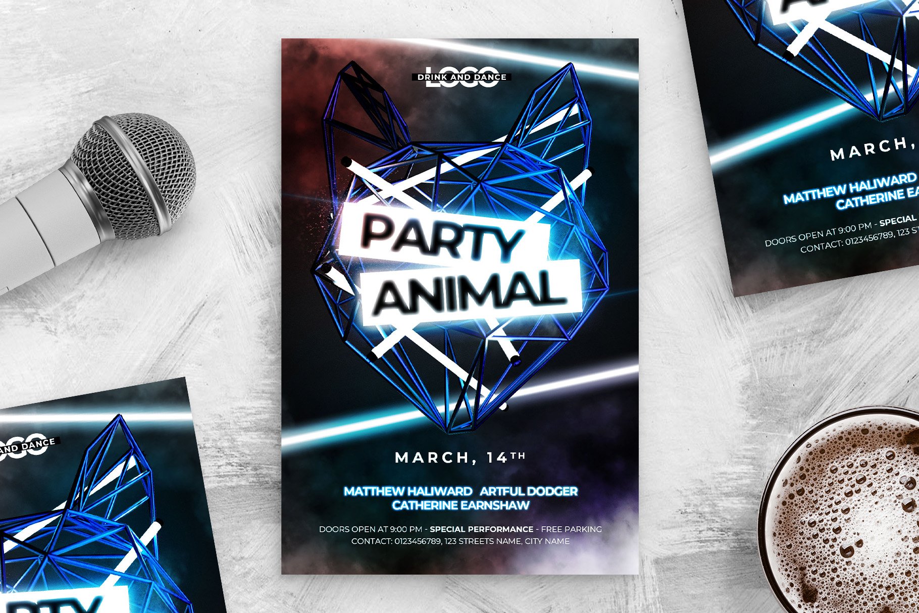 Party Animal Flyer Template cover image.