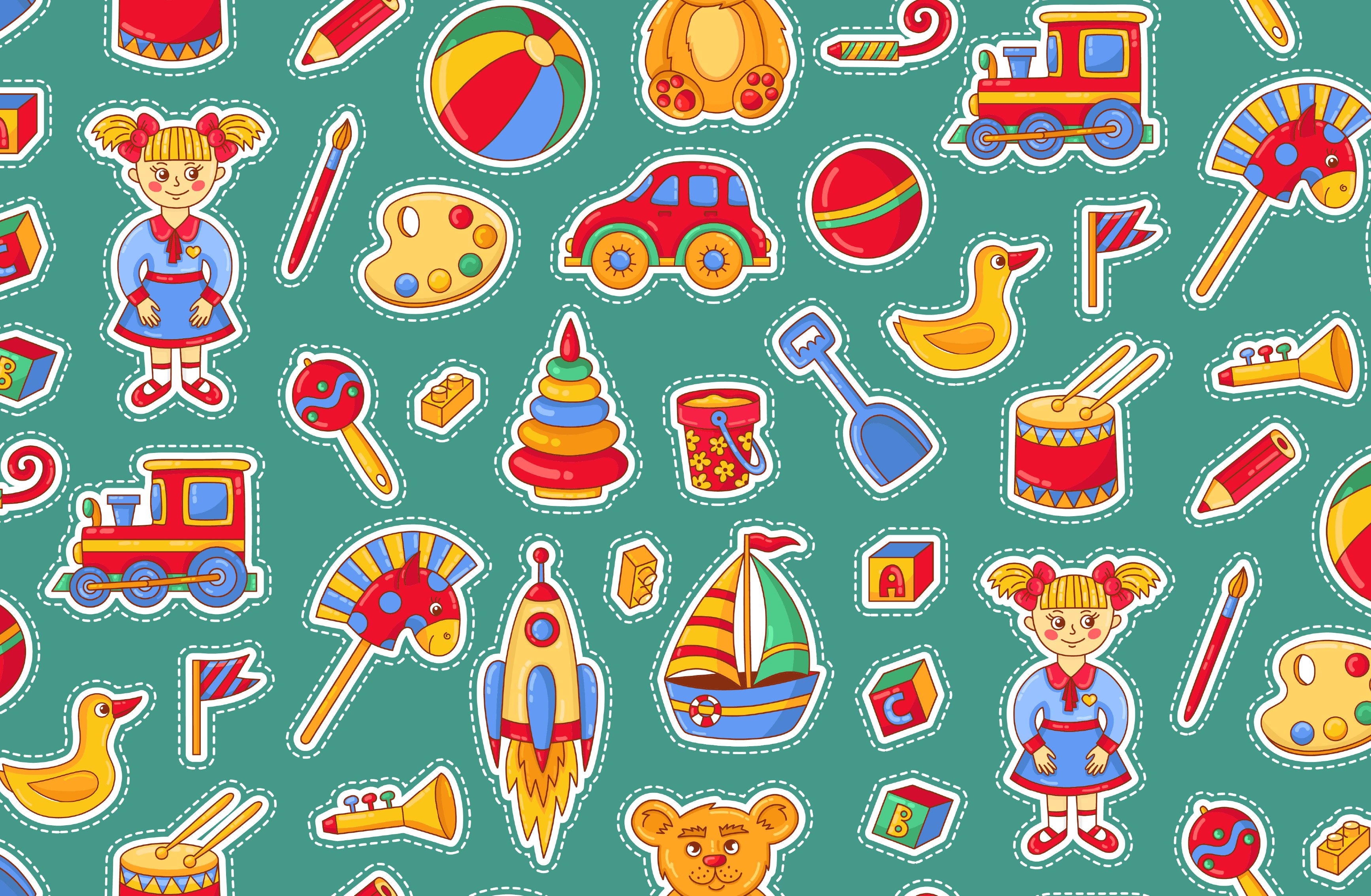 Toys cartoon vector icons set preview image.