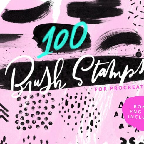 100 Paint Brush Stamps for Procreate cover image.