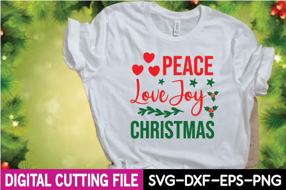T - shirt that says peace love joy christmas.