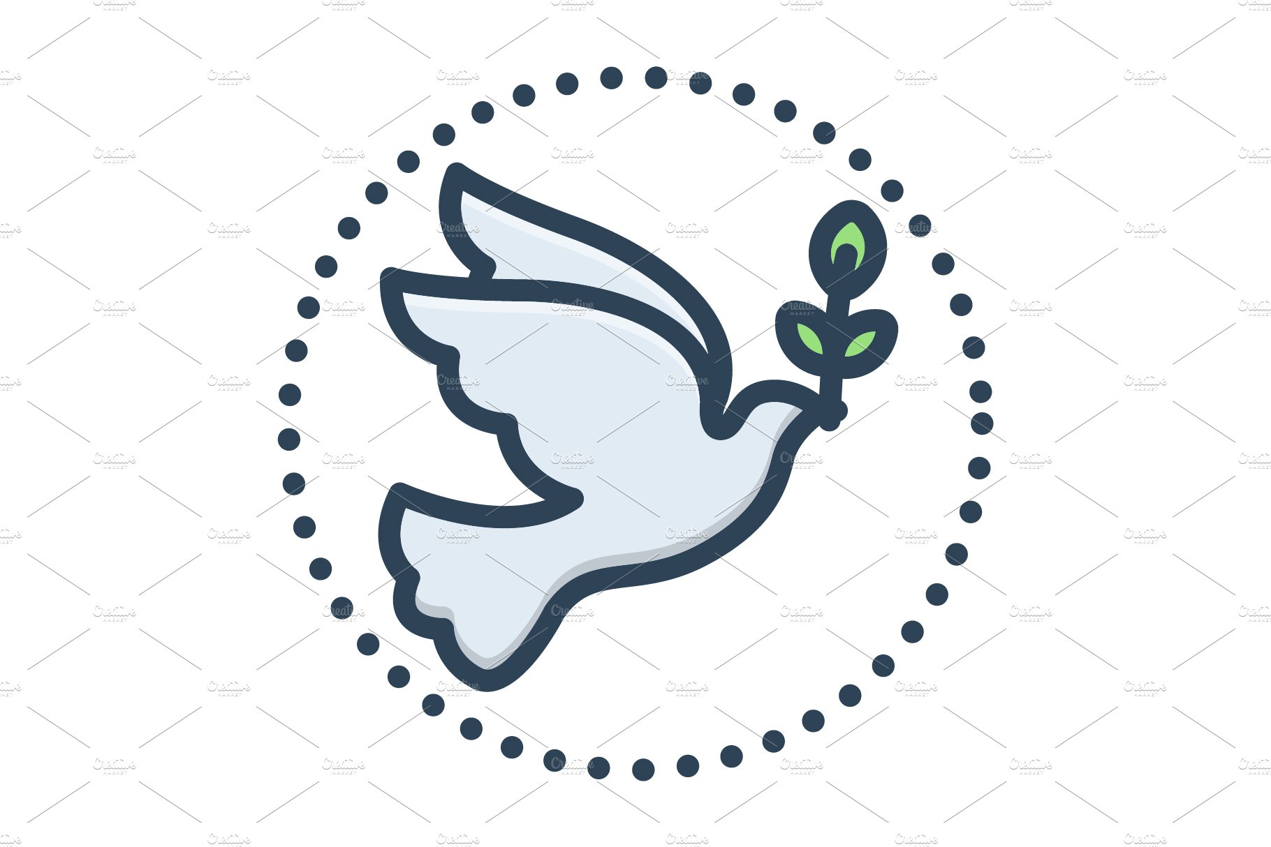 Peace pigeon color icon cover image.