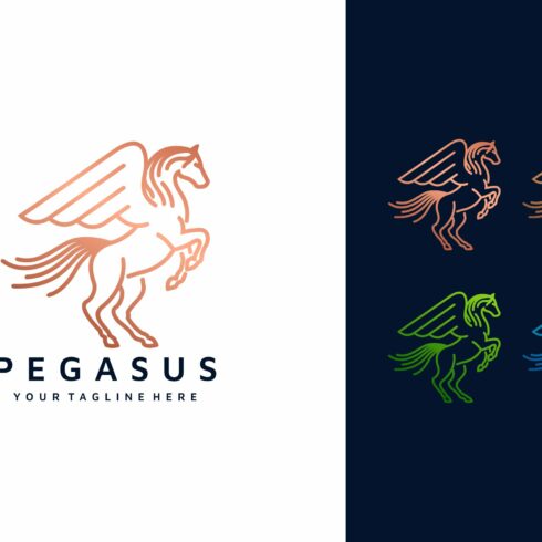 Pegasus LineArt Logo Template cover image.