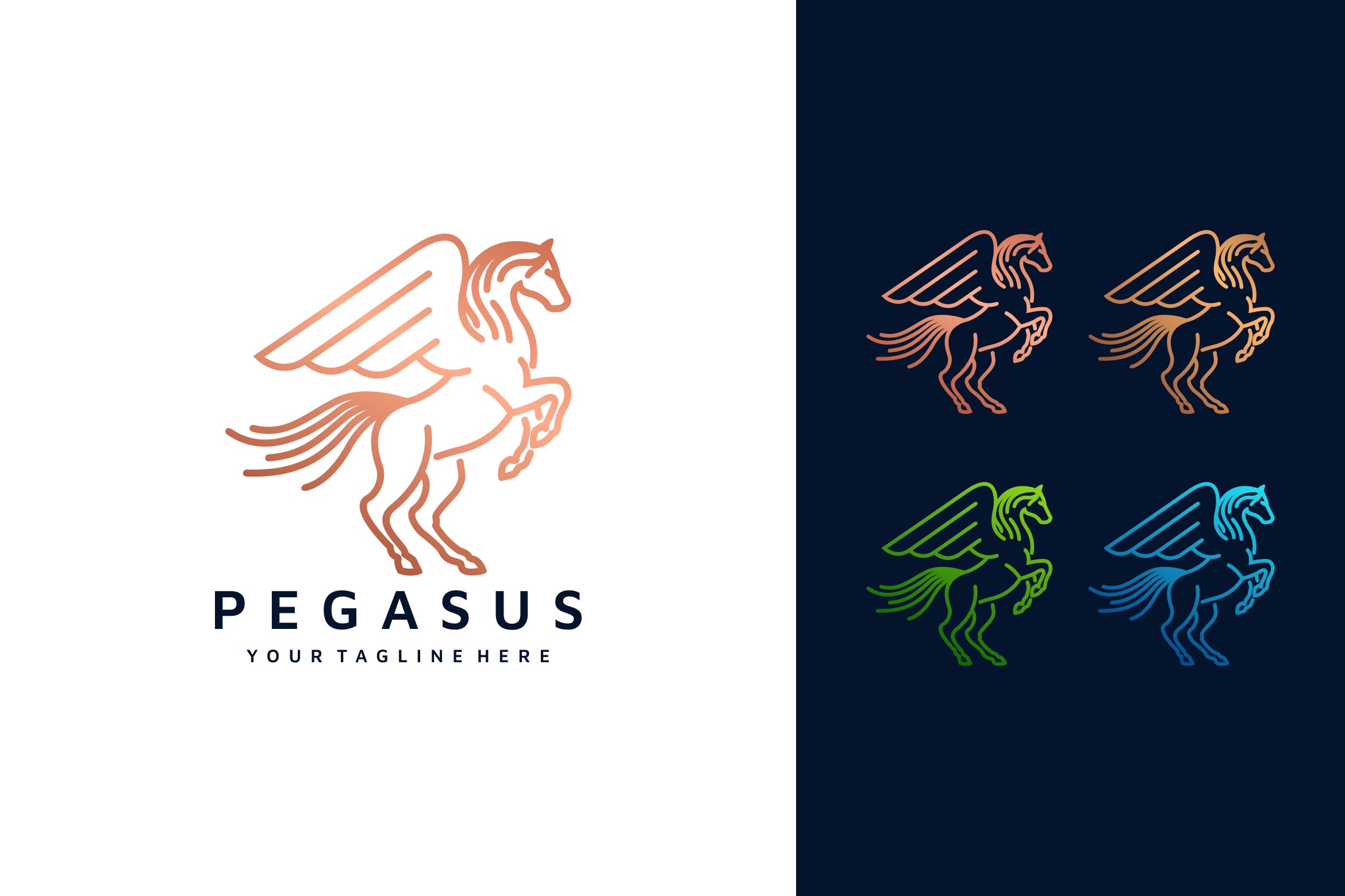 Pegasus LineArt Logo Template cover image.