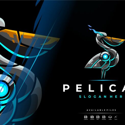 Unique Robotic Pelican Mascot Logo cover image.