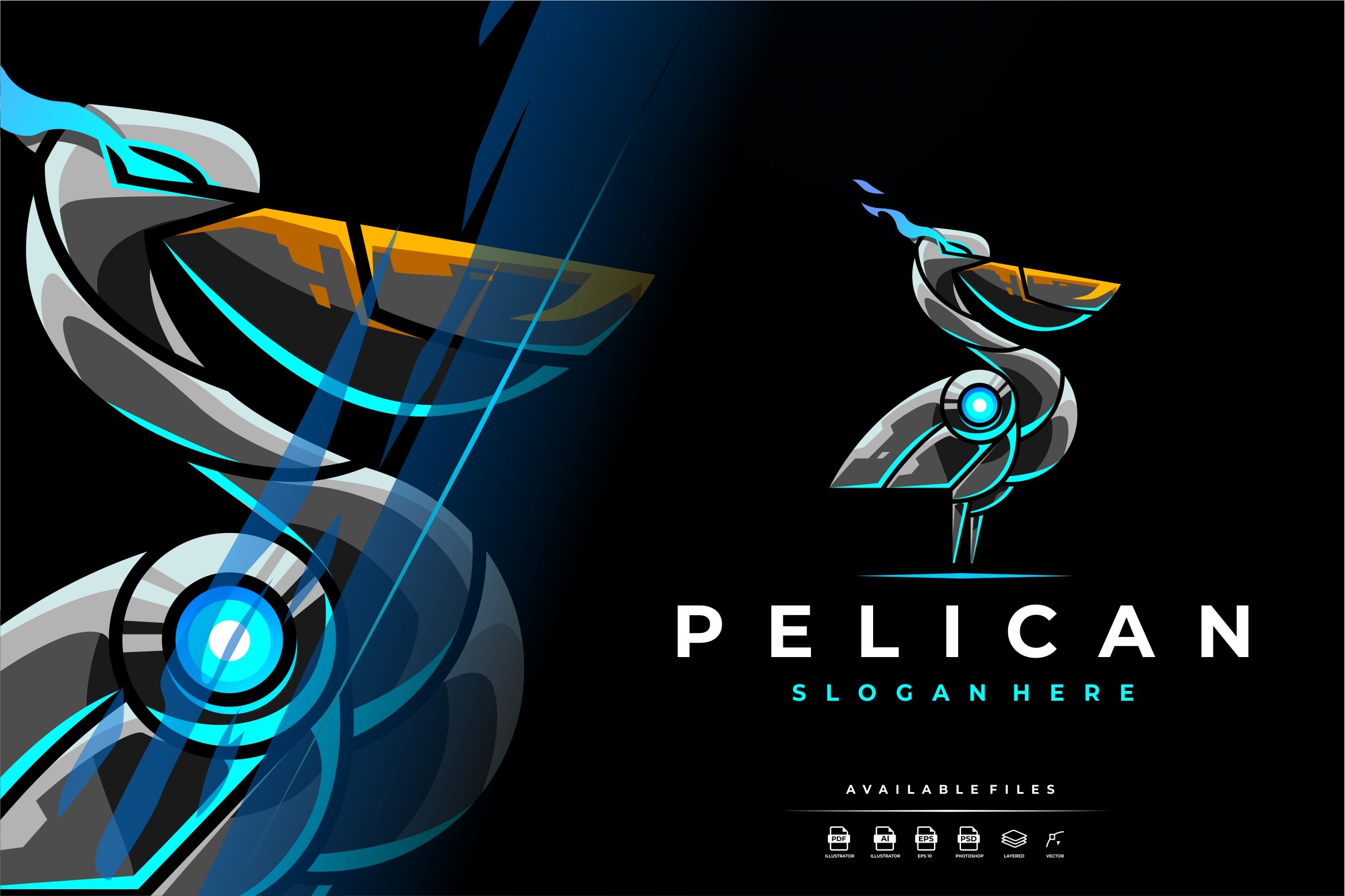 Unique Robotic Pelican Mascot Logo cover image.