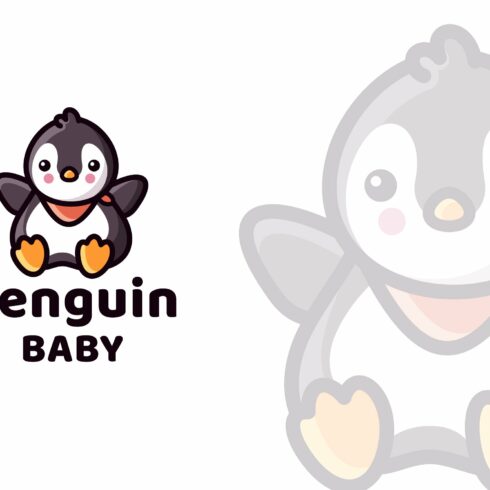 Penguin Baby Cute Logo Template cover image.