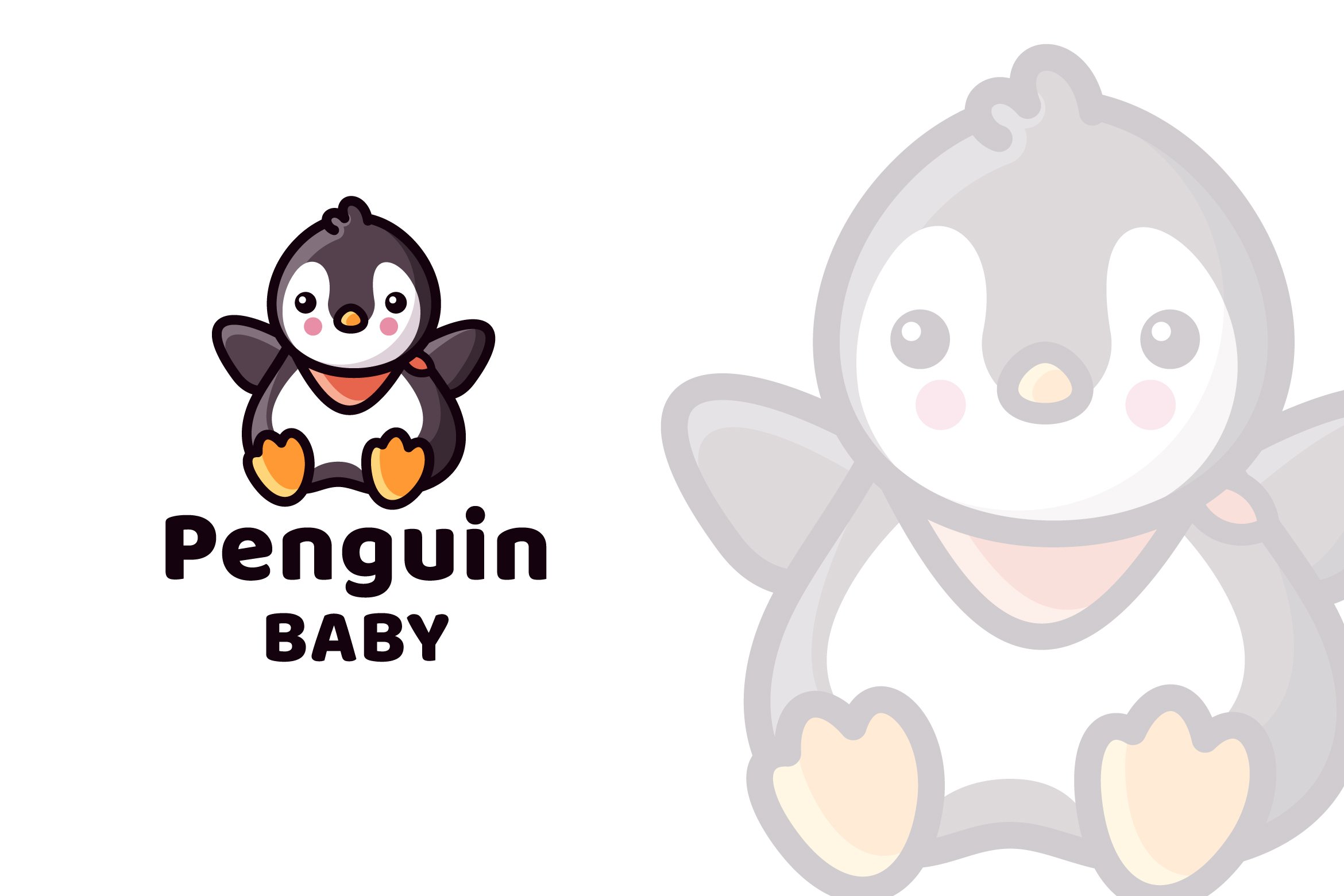 Penguin Baby Cute Logo Template cover image.
