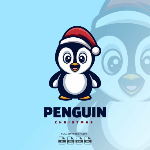 Penguin Christmas Cartoon Logo cover image.