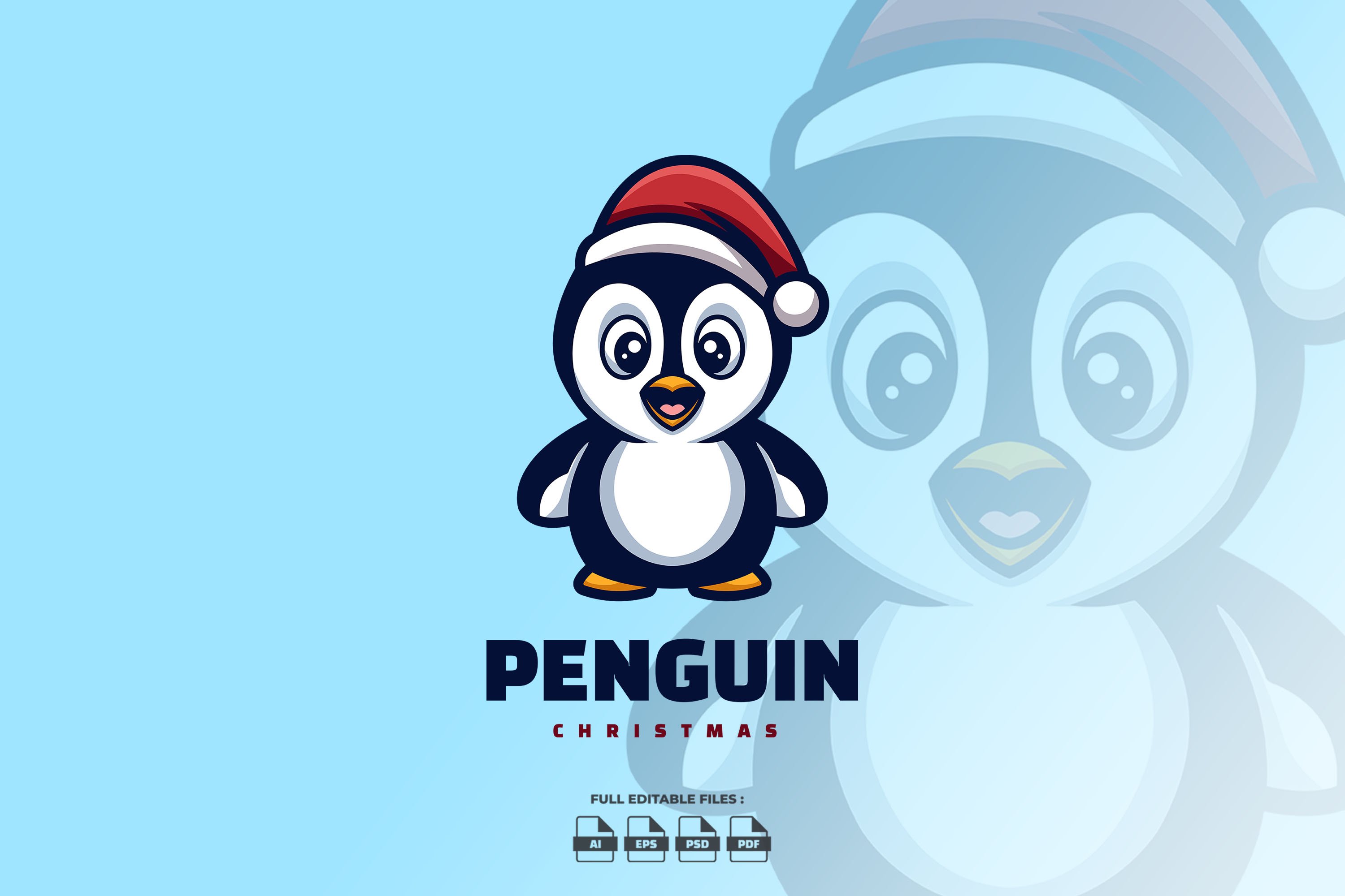 Penguin Christmas Cartoon Logo cover image.
