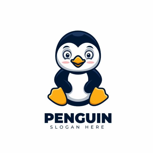 Penguin Sit Cute Cartoon Logo cover image.
